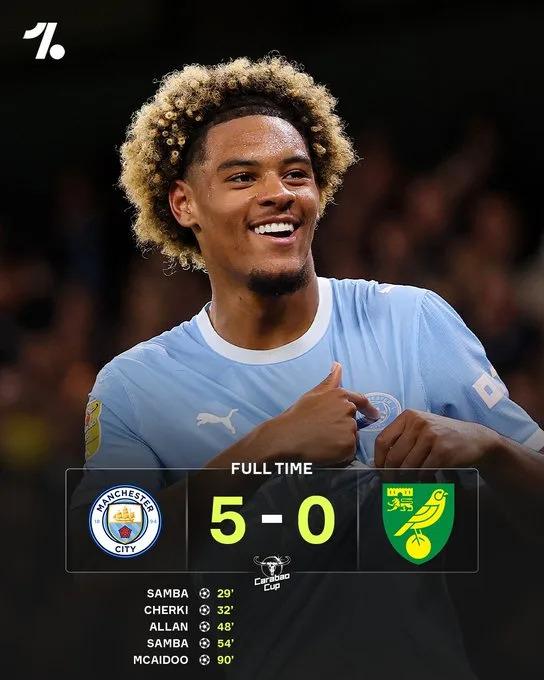 League Cup : Manchester City surclasse Norwich avec